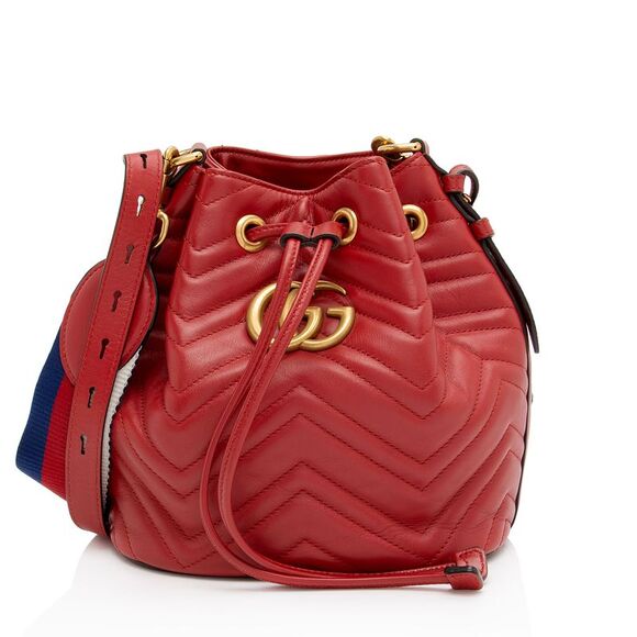 Gucci Handbags - Gucci Matelasse Leather GG Marmont Bucket Bag